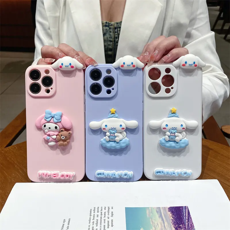 Nuovi prodotti 2023 custodia per telefono alla cannella 3D con bambola papa per iPhone14 13 12pro max XS Max XR 7 8Plus cover posteriore morbida in TPU Melody