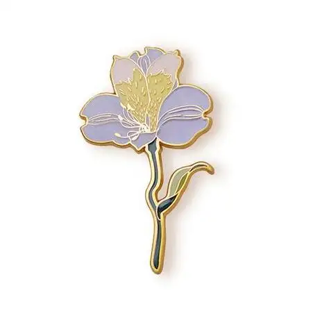 Custom Groothandel Bloementeelt Bloem Paarse Irisblad Broche Zacht Hard Email Revers Goud Metalen Hoed Pin Badge Voor Bruiloft Cadeau