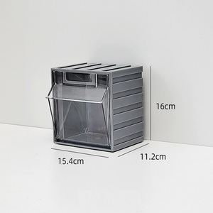 Stackable Grey Color Tilt Plastic Organizer Pull Out Storage <strong>Bin</strong> with Drawers - Product Image 3