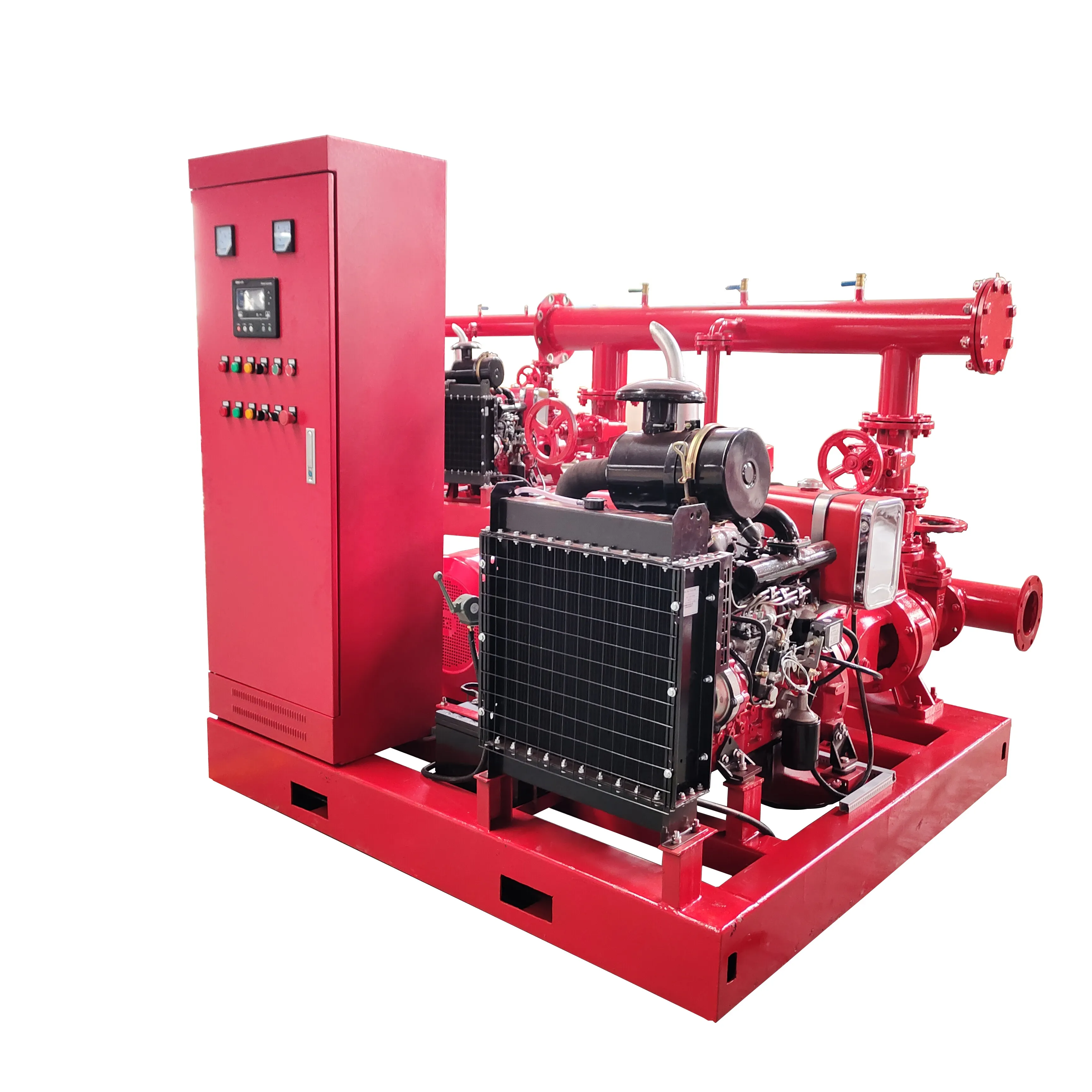 消防ポンプセットD + E + J 3システム500gpm & 一般デュアルパワー固定給水装置ディーゼルエンジン消防水ポンプ
