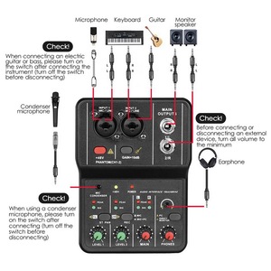 Interfaz de audio Tarjeta de sonido de grabación profesional 16bit/48kHz Mini interfaz de audio USB Tarjeta de sonido de 2 entradas y 2 salidas - Product Image 3