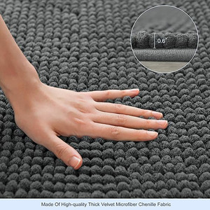 经典灰色雪尼尔浴垫防滑吸水浴室或卫生间实心图案 - Product Image 4