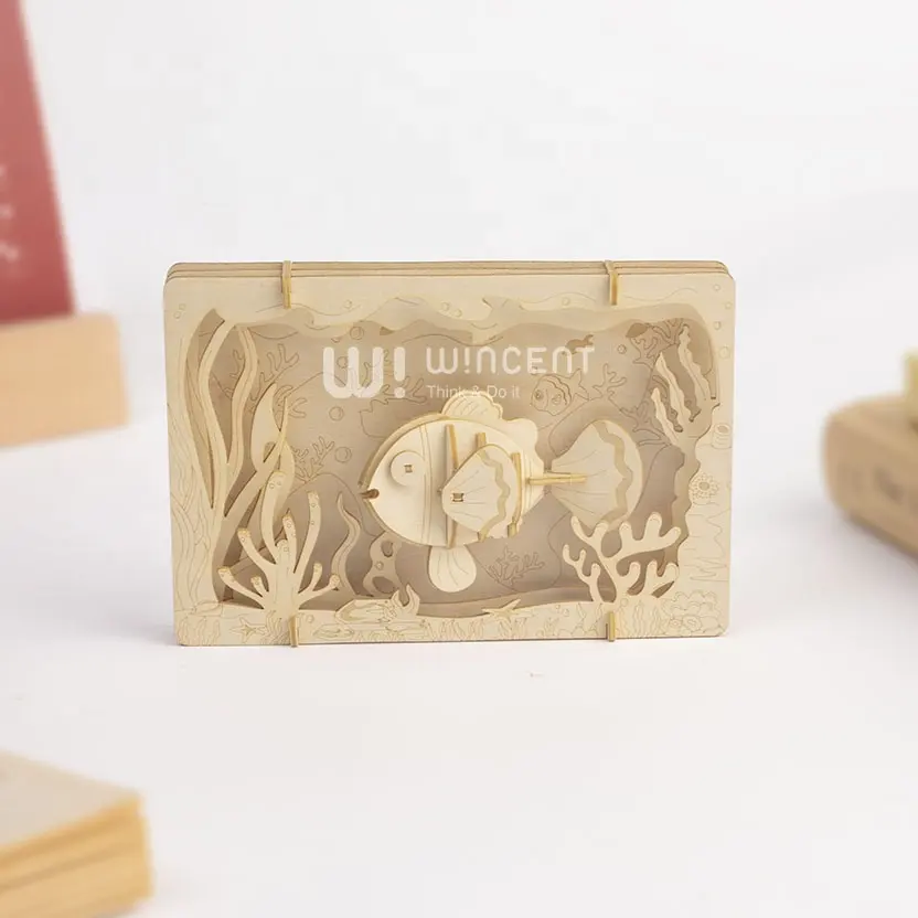 In magazzino Wincent 3D cartolina in legno Kids Theater Puzzle regali artigianali in legno novità regali animali in legno personalizzati