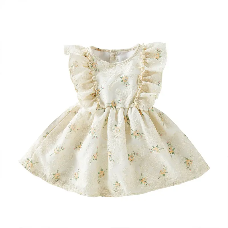 Vestido fofo infantil de verão floral linda menina sem mangas 2024