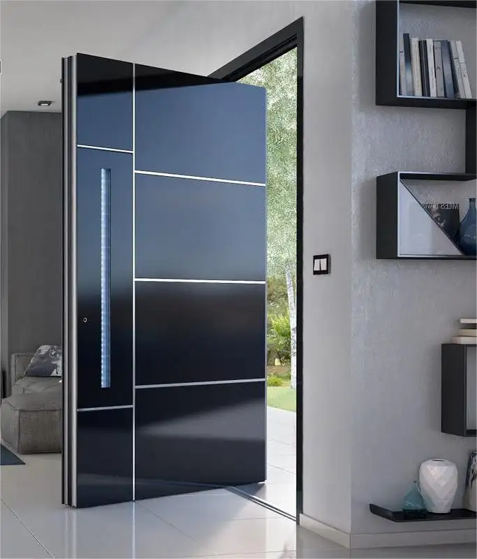 Y-TOP 2023 ouragan Villa personnalisée grand luxe noir extérieur moderne portes pivotantes en métal porte de sécurité extérieure en acier inoxydable