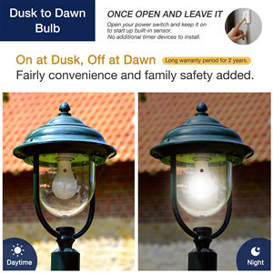 Strenge Qualitäts kontrolle Dämmerung bis Morgengrauen <span class=keywords><strong>LED</strong></span> A19 Lampe 120V 9W E26 Lichtsensor PC-Lampe mit Haus eingang Zertifiziert mit FCC ETL - Product Image 3