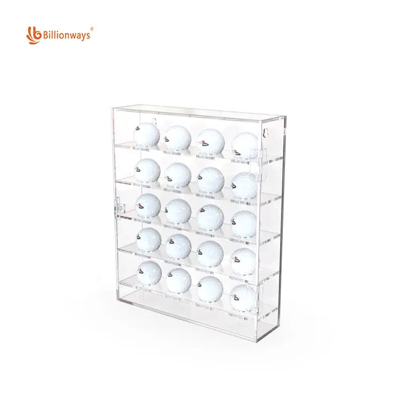 Aangepaste Acryl Mountable Golf Ballen Vitrine Kast Muur Rack Houder Wandmontage Acryl Display Box