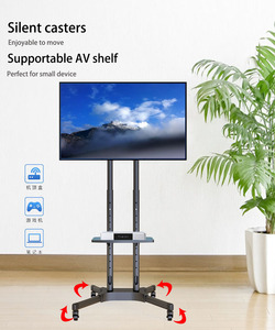 32-58インチ画面用マウント付きモバイルヘビーデューティーテレビスタンド - Product Image 3