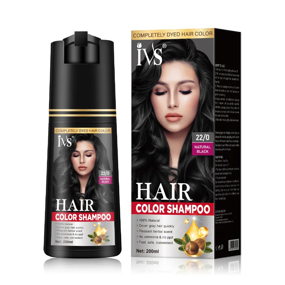 Tinte para el cabello sin químicos, 200ml de Henna negra Natural, sin Ppd, tinte para el cabello con champú