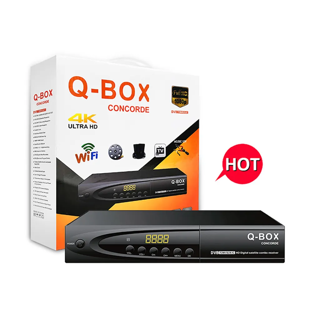 QBOX DVB T2 S2 कॉम्बो टीवी बॉक्स टीवी एंटीना उपग्रह रिसीवर dvb t2 dvb s2 सेट टॉप बॉक्स के समर्थन cccam समय शिफ्ट EPG पीवीआर एमपीईजी ओएसडी HD