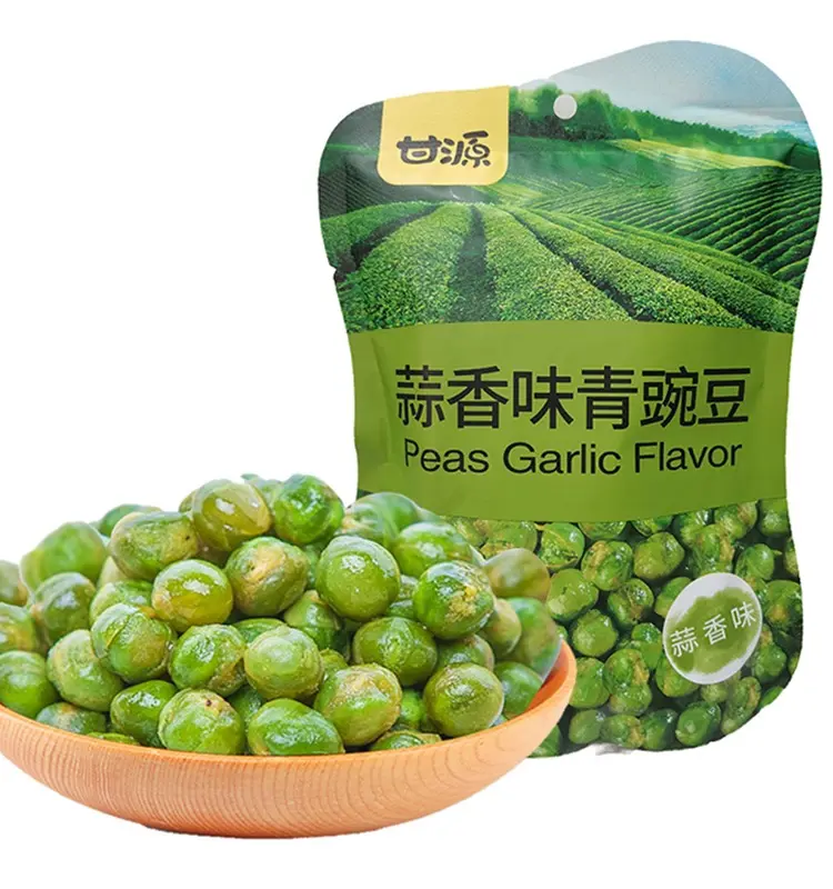 La fabbrica cinese di piselli verdi croccanti snack piselli secchi sapore originale di pisello croccante 75g * 30