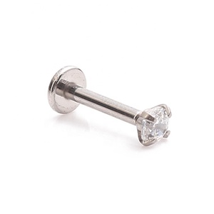 Fuxuan titanyum dahili dişli Prong seti CZ Labret çiviler Piercing Tragus - Product Image 1