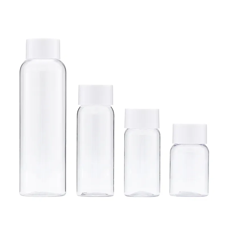 50ml 75ml 100ml 250ml empty round shoulder double white screw lid Toner bottle cosmetic Liquid plastic bottle