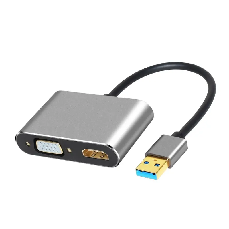 2 · イン · 1 USB 3.0にHDMI VGA Adapter 4K HD 1080P Multi-Display Converter Audio Video Cable For Macbook Computer