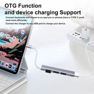 USB 3.0/Typ C bis 4 USB-Anschlüsse Tragbare Lade-OTG-Adapter Docking station USB-Expander mit mehreren Anschlüssen und Netzteil - Product Image 5