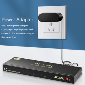 <strong>1</strong> in 10 Out <strong>Distributor</strong> HDTV Splitter With One in Ten Power Supplies One in Ten Out 4K Digital High-Definition Video Splitter - Product Image 3