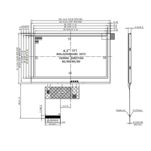 Pantalla táctil resistiva de 4,3 "personalizada de fábrica LCD 800*480 píxeles Pantalla Tft de 4,3 pulgadas 45 pines - Product Image 6