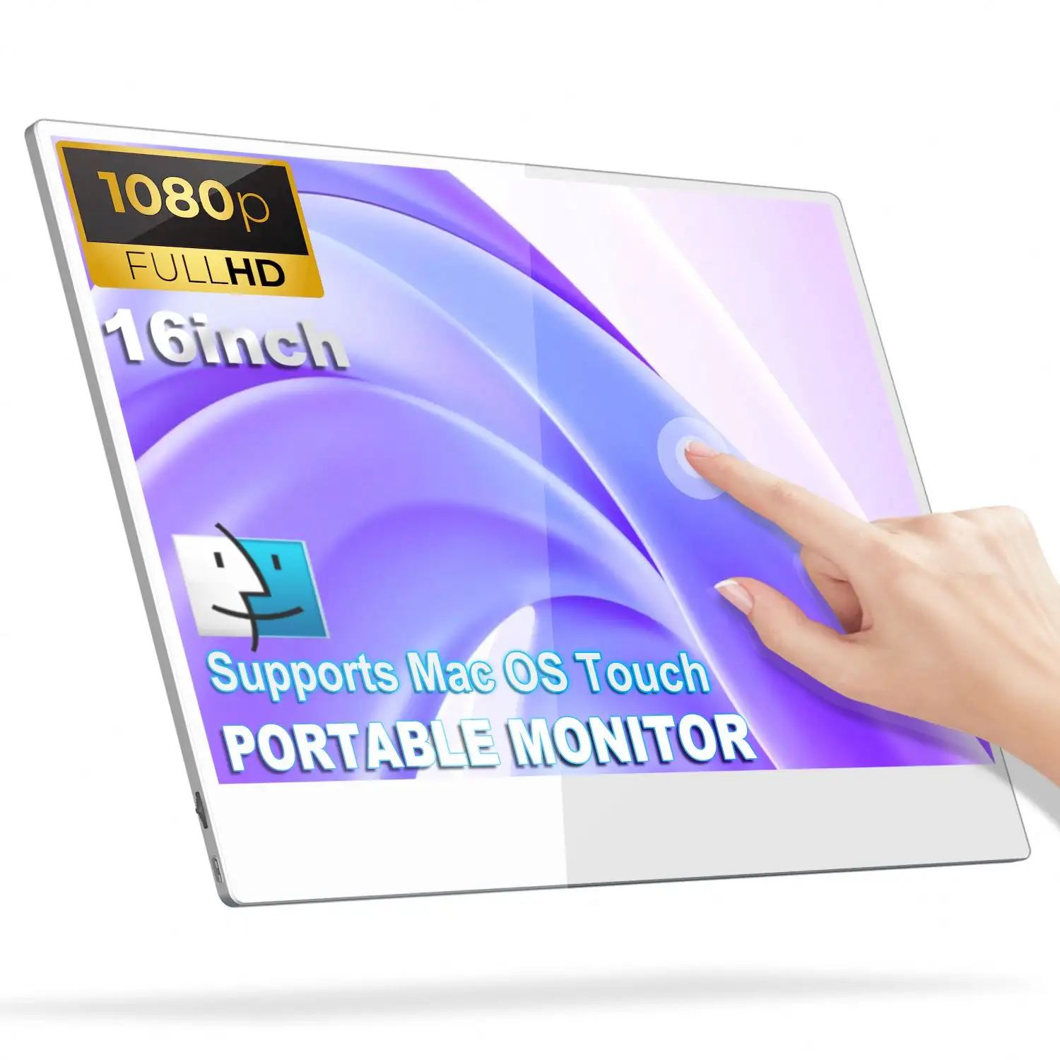 Monitor USB para PC MacOS portátil FHD fino de 16 polegadas com tela sensível ao toque oferece um LCD compacto e leve para laptop