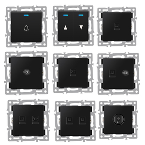 Wall Mounted Module With European Style Black Touch Glass Panel, Power TV Socket Switch Button <strong>Function</strong> Can Be Freely Combined