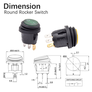 Yuvarlak tekne su geçirmez Rocker anahtarı elektrikli ekipman ışıklı ışık 6A 250V ile açma-kapama yarım yuvarlak gemi tipi anahtarı - Product Image 5