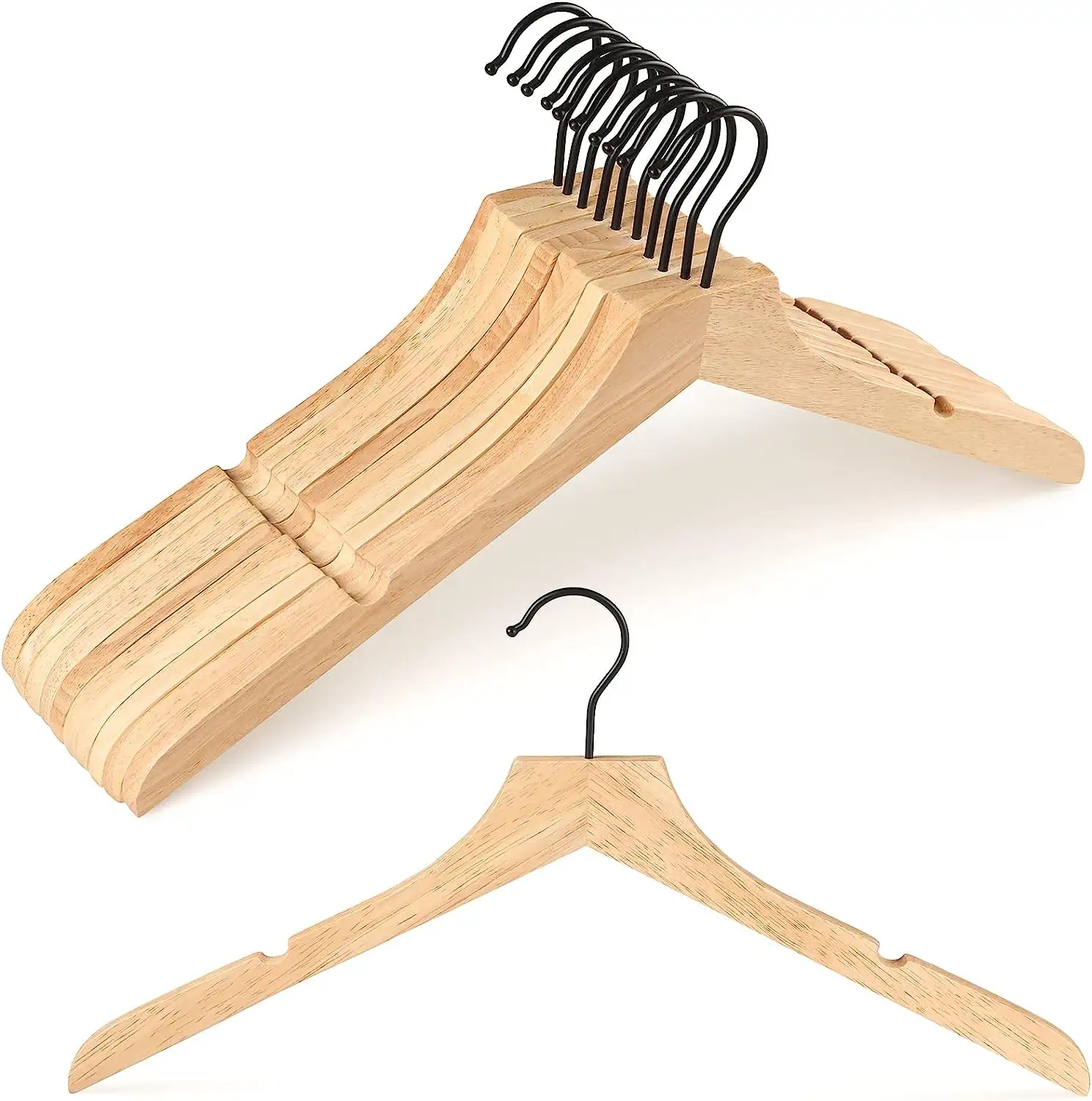 Combohome không có trượt rắn gỗ móc áo phù hợp với áo quần áo móc tùy chỉnh giặt quần áo gỗ móc với logo