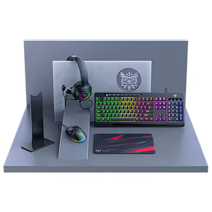 TZ5006 5-in-1 RGBワイヤードゲームセット新しいPCデスクトップ用光学USBインターフェースLEDバックライトキーボード金属機能 - Product Image 1