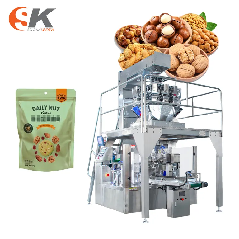 Multifunction Automated Puffed Food Chips Candy Gummy Snacks Packaging Machine Multihead Rotary Bag Supplier Packing Machine