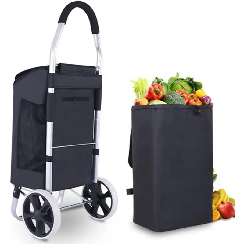 Carrito plegable, bolsa de carrito de compras reutilizable con ruedas, carrito para tiendas de comestibles