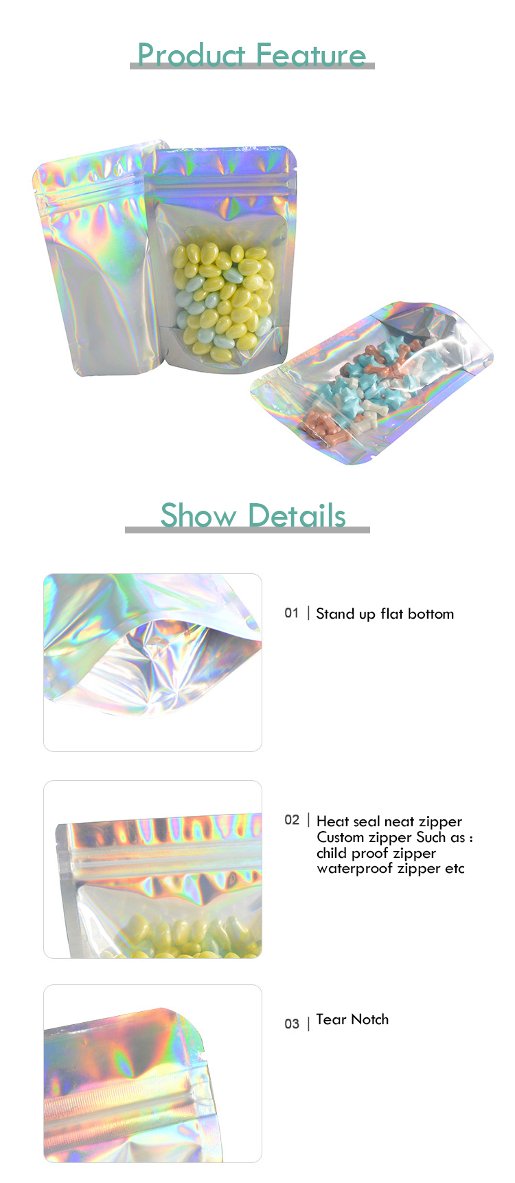 Bio logo customized Coffee pouch Tea Bag, Digital Printing Green Tea Pouch, Resealable ziplock Package