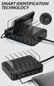 Ilepo 60W 6 Port Multi USB Ladegerät für Mobiltelefone, Desktop Quick Charge 3.0 Schnell ladegerät USB Dock Station - Product Image 5