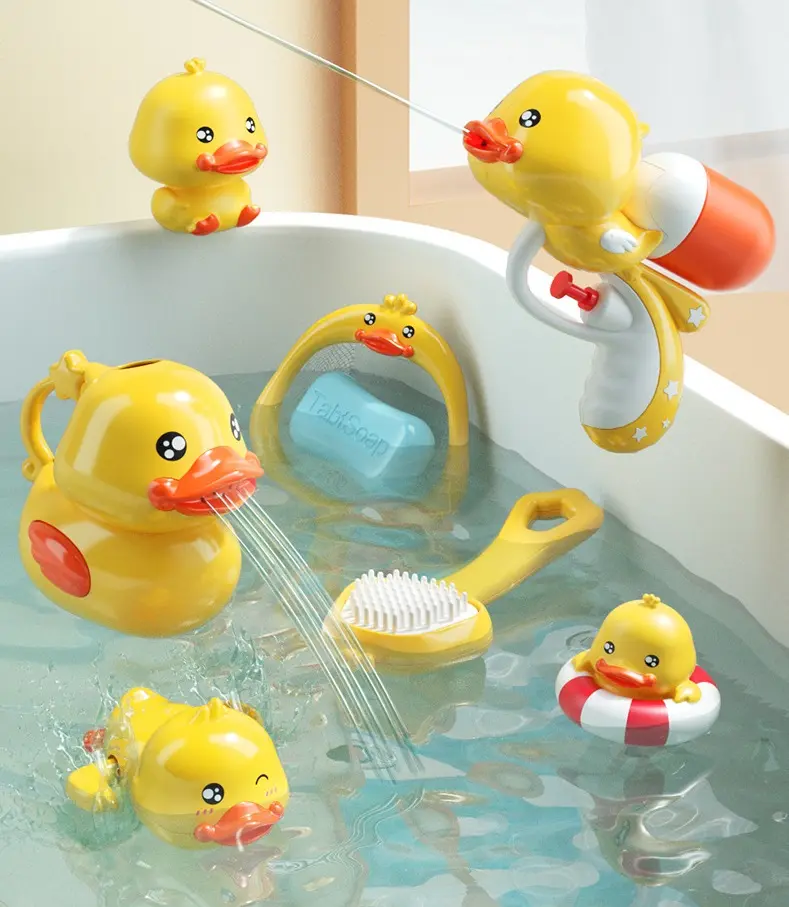 Baby Bath Shower Head Toy Cute Duck Baby Shower Bathtub Water Sprinkler Bath Time Toys For Toddlers