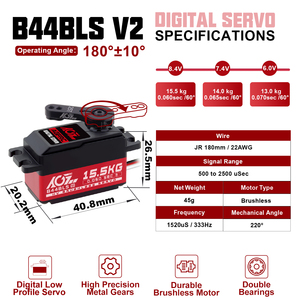 AGFRC B44BLS V2 Metal Gear 15.5KG High Torque 0.06Sec High <strong>Speed</strong> Brushless Motor Low Profile Digital Servo for RC Car Robot Boat - Product Image 6