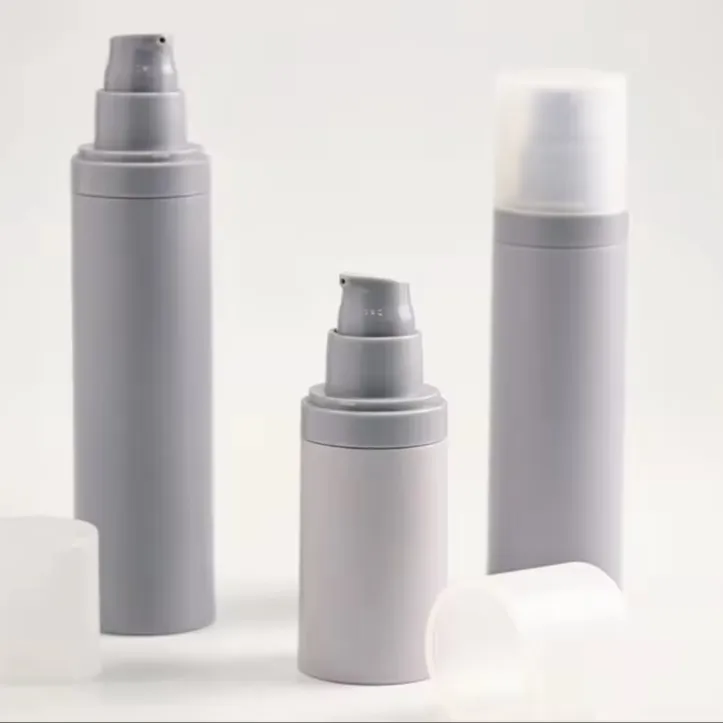 Embalagem cosmética reciclável para pele, garrafa plástica sem ar com novo design para cuidados com a pele e cosméticos