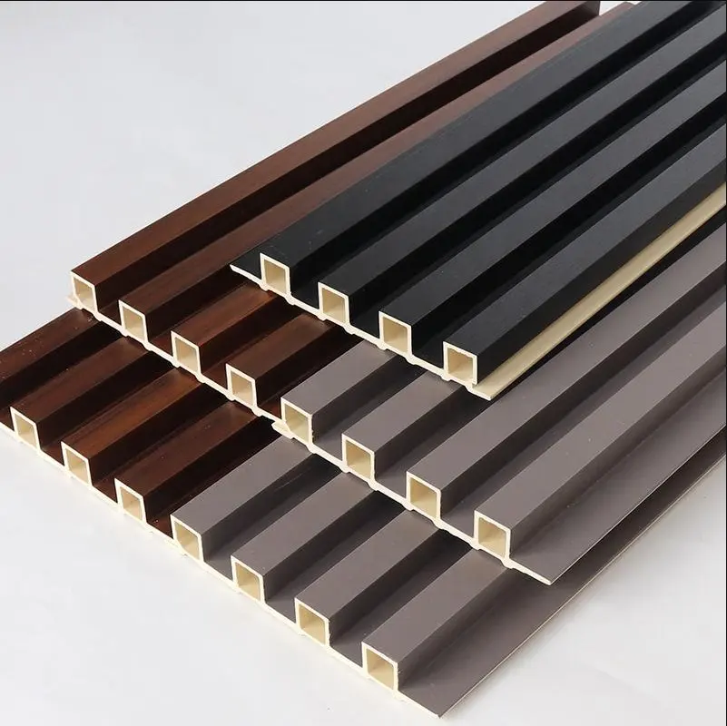 Crack Resistance TV Grille Background Home Decor WPC PVC Wood Plastic Composite Wpc Wall Boards fluted panel Wall Panel