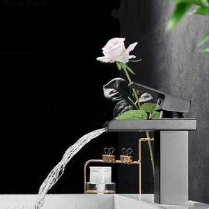 Hiện Đại Boong Gắn Thép Không Gỉ Thác Nước Vòi Nước Nóng Và Lạnh Lưu Vực Vòi Nước Cho Nhà Trường Chải Mạ Bề Mặt - Product Image 6