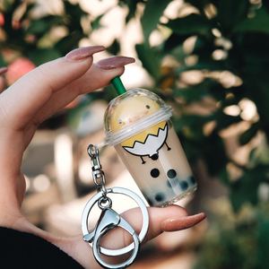 Fabricante de llaveros acrílicos llaveros de plástico 3D personalizados taza de té de la leche llavero flotante arena movediza dibujos animados Boba líquido llavero - Product Image 4