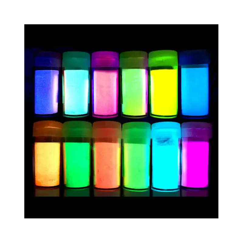 Atacado colorido alto brilho fluorescente brilha no pó escuro luminoso pigmento de tinta spray para esmalte de unha pulseira de silicone