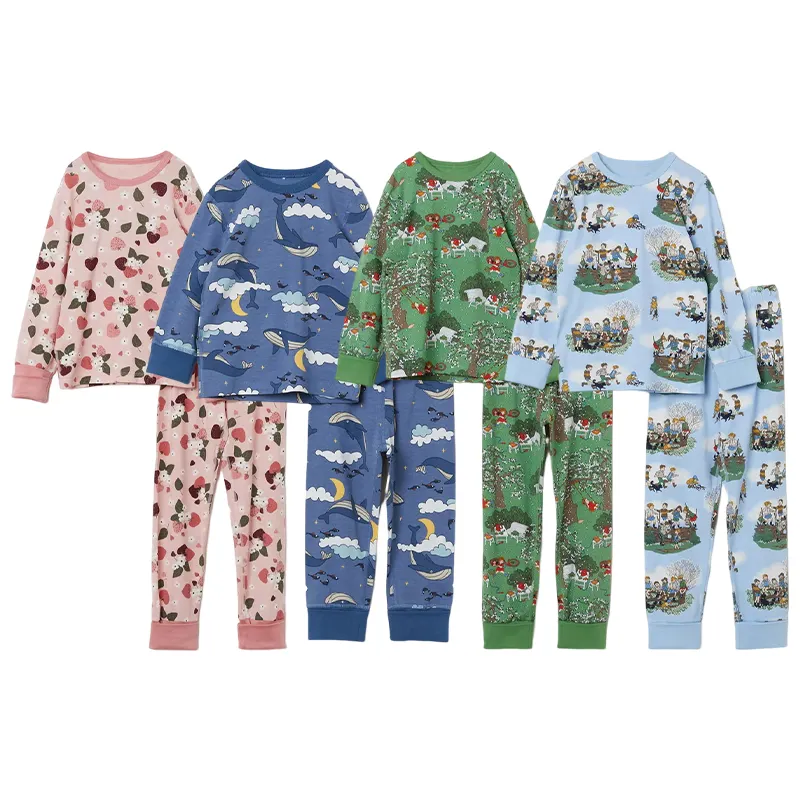 Organic cotton kids pajamas kids sets two piece eco friendly children loungewear kids clothing sets boys slpeepwears children
