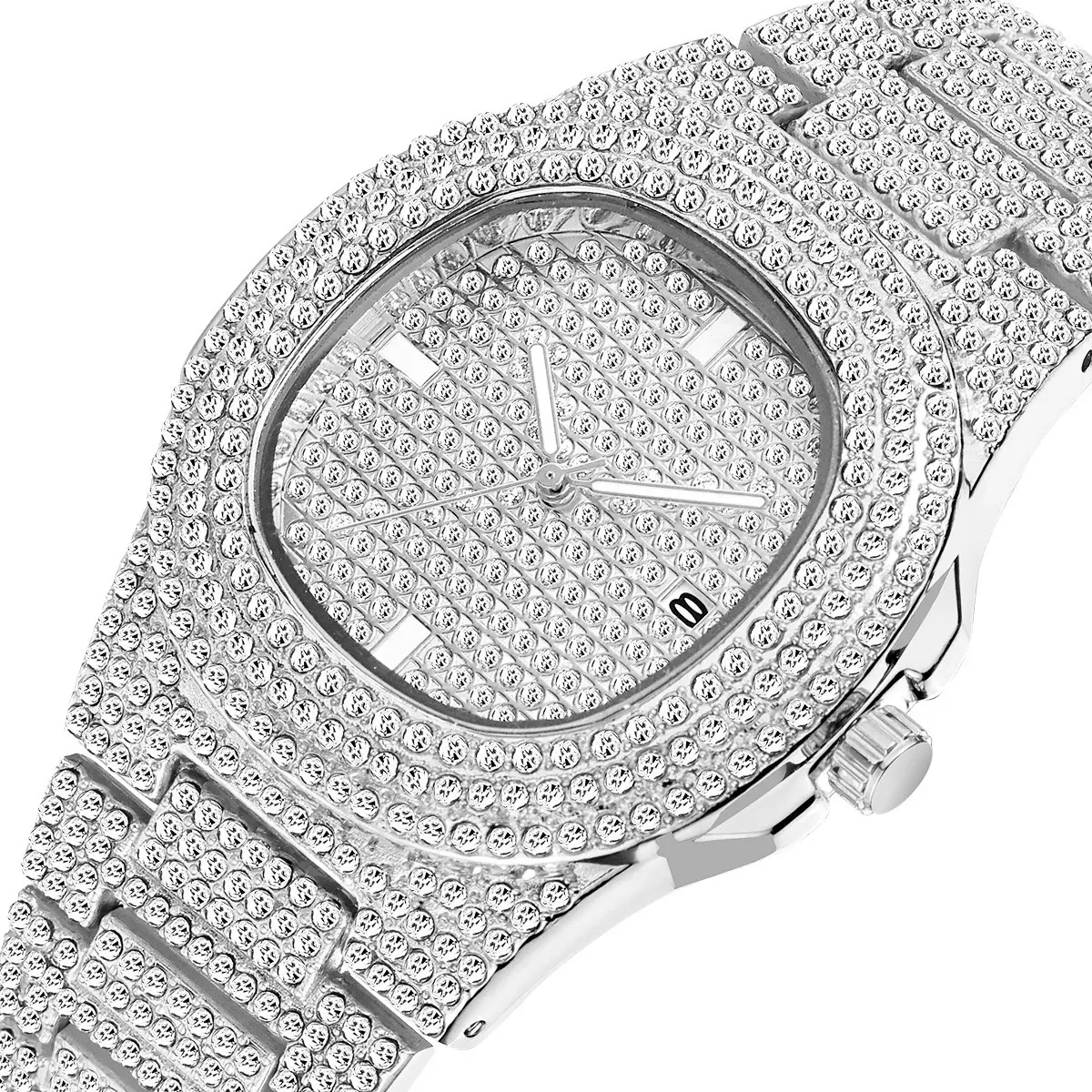 Groothandel Slim Rvs 24K Gold Shiny Diamond Horloges Pols Merk Slanke Strass Quartz Horloge Voor Mannen Vrouwen
