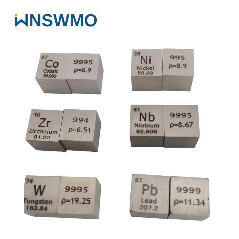 Vendita calda 16 pezzi di cubi di densità 10mm set titanio wolfram cubetti di niobio per la raccolta