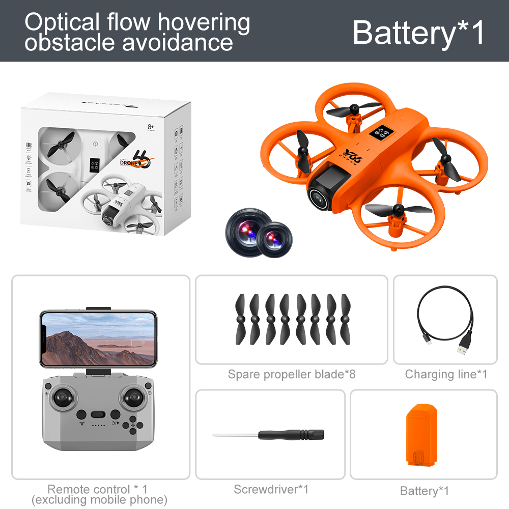 Drone orange avec 1 batterie