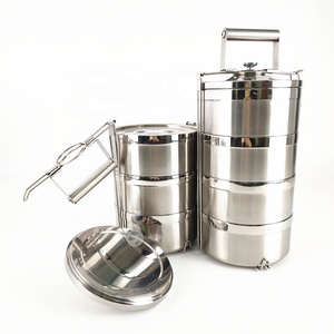 Çok fonksiyonlu geleneksel 16cm 3 katmanlı 304 paslanmaz çelik Vintage tel Tiffin yemek kabı kamp gıda taşıyıcı klipsli - Product Image 6