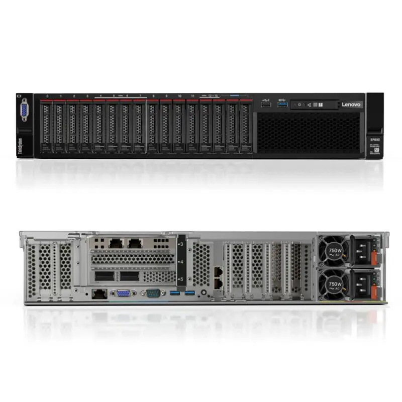 Lenovo Thinksystem SR850 rak Server komputer 2U empat rak soket terpasang 2x6252 prosesor 48 inti 2.1GHz 256GB 8x2.4TB SA