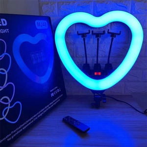 YouTube Vlogs, cep telefonu canlı akışı ve cep telefonu doldurma aydınlatması için kalp şeklinde RGB LED Selfie halka ışık. - Product Image 3