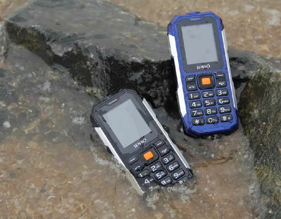 Téléphone portable 3G d'extérieur ip67, téléphone portable étanche 2 pouces, clavier anti-poussière, double carte, fonction 2G