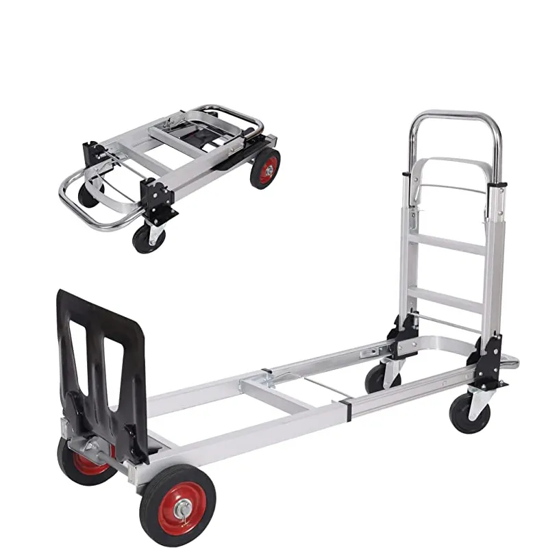 Uni-Silent 90kgs 2 in 1 COnvertible Hand Truck and Dolly  Aluminum Hand Cart with 2 Swivel Wheels FHT90A