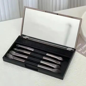 2025 nóng đa chức năng bàn chải Bộ trang điểm 4 màu đen du lịch xách tay hai đầu bàn chải trang điểm mắt + hộp gương - Product Image 6