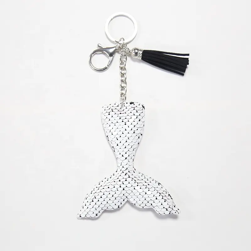 Wholesale fashion exquisite sublimation blank magic double-sided sequin keychain