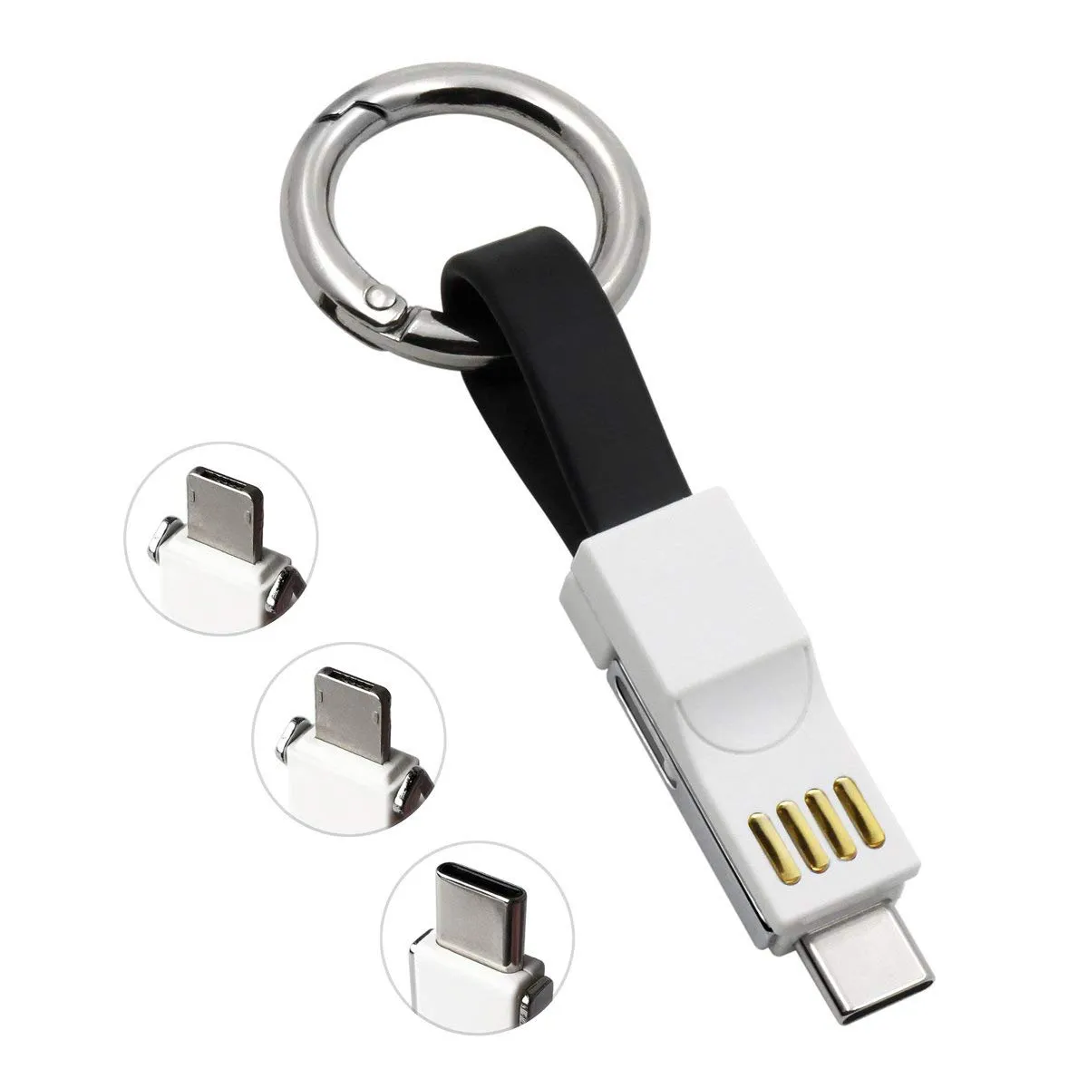 3 In 1 Breve Cavo USB Magnetico Android Tipo C Micro USB Cavo Piatto Portachiavi Portatile Cavo di Ricarica