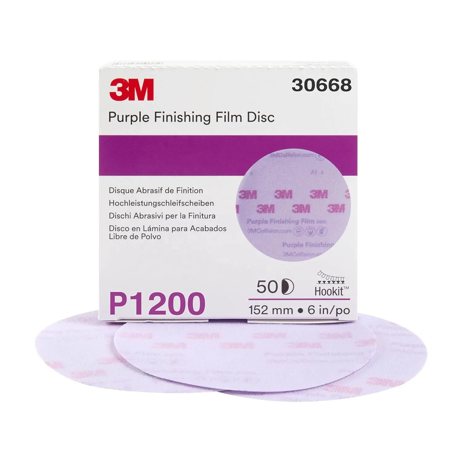 Disco abrasivo de película de acabado púrpura Hookit 3M 260L, Trizact 3000 para eliminación de arañazos refinada
